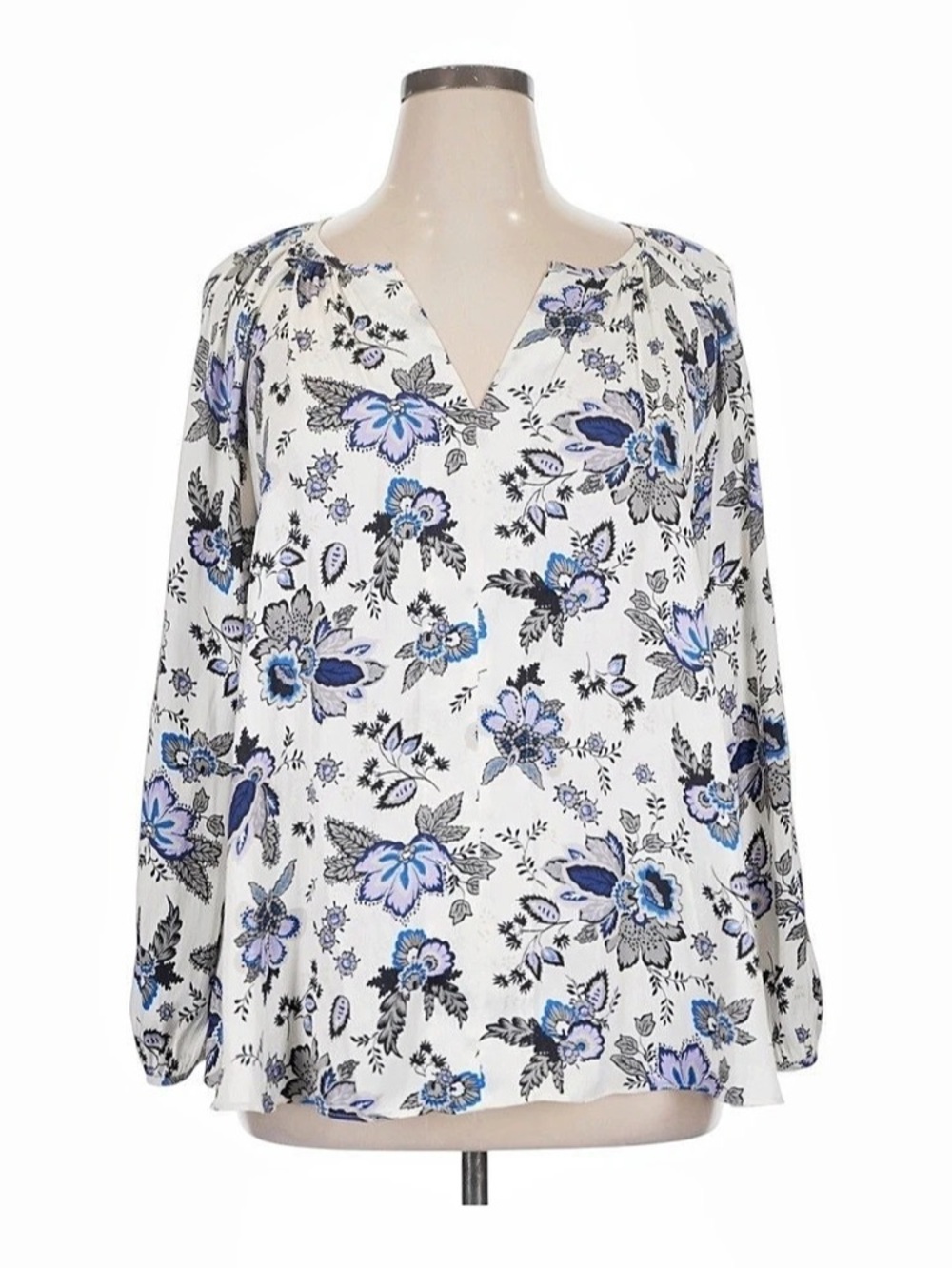 Lane Bryant Blouse with Split-Neck Popover Floral Print Soft Silky Like 22/24W